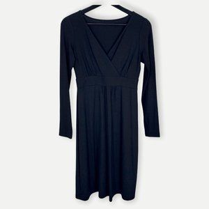 Eileen Fisher Black Long Sleeve Fit Flare Casual Dress Small Petite